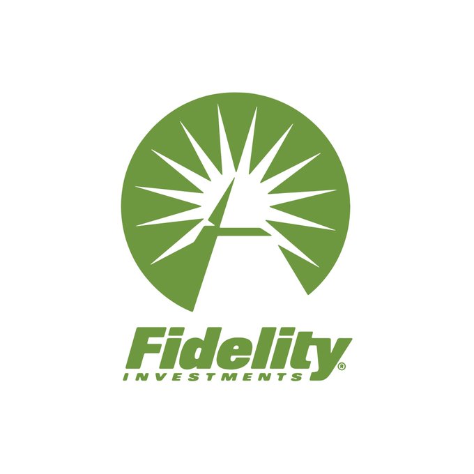 The image displays the Fidelity Investments logo, featuring its signature green circular emblem with a stylized sunburst design above the bold green "Fidelity" wordmark and "INVESTMENTS" tagline. The logo ties directly to the news about Fidelity expanding its spot Ethereum ETF with staking rewards and quarterly cash payouts, highlighting the asset management firm's involvement in the cryptocurrency space.