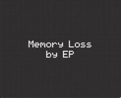 A dark pixelated title card displays the white text "Memory Loss by EP" centered on a black background, serving as the branding for the 74 remaining NFT inscriptions on Ordinals.