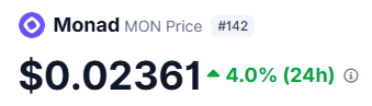 The image features a screenshot of an app that displays information about Monad, which is a cryptocurrency. The main focus of the image is the text that reads $0.1 and an arrow pointing downwards. There are also some numbers displayed on the image but they do not seem to be related to the app or its functionality. The overall message of the image suggests that there might be something interesting happening with Monad, possibly indicating a change in value or price for the cryptocurrency being tracked.