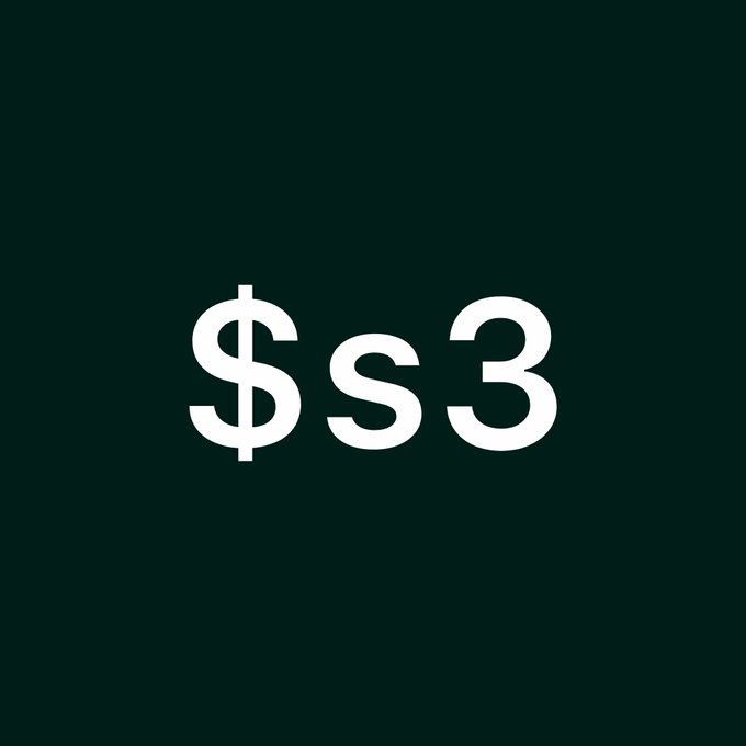 A dark green graphic displays the white text "$s3" in bold lettering, visually highlighting the ticker symbol for the Season 3 token mentioned in the post about Hyperliquid Season 3 launching on Solana as a $HYPE-backed token.