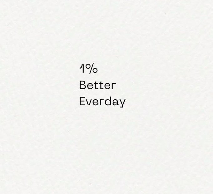 Minimalist design with the text '1% Better Everyday' on a textured white background.