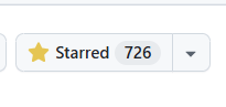 A cropped screenshot showing a 'Starred' tab with the number '726' next to a yellow star icon.