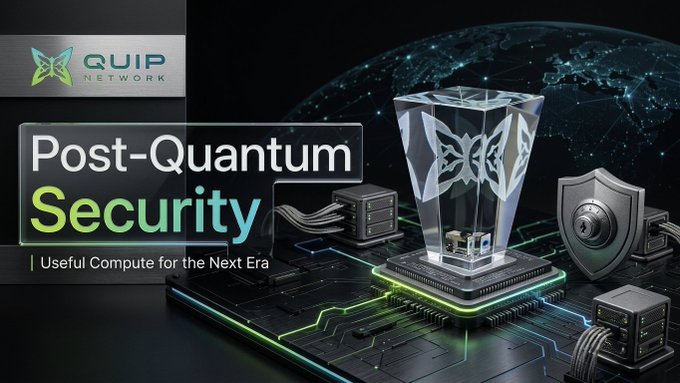 The image features a black background with white text that reads "Post Quantum Security". Below this, there's an illustration of a computer chip surrounded by various security devices such as shields and boxes. The main focus of the image is a crystal-like object placed in the center, which appears to be a part of the post-quantum security standard.

The text above the image reads "Post Quantum Security", while below it there's an illustration of a computer chip surrounded by various security devices such as shields and boxes. The main focus of the image is a crystal-like object placed in the center, which appears to be a part of the post-quantum security standard grind.