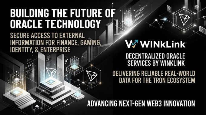 A promotional banner for 'WINkLink' with text 'BUILDING THE FUTURE OF ORACLE TECHNOLOGY', 'SECURE ACCESS TO EXTERNAL INFORMATION FOR FINANCE, GAMING, IDENTITY, & ENTERPRISE', and 'ADVANCING NEXT-GEN WEB3 INNOVATION'.