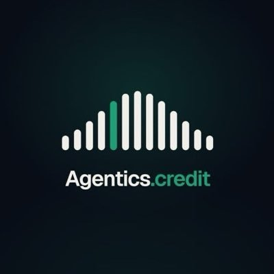 The logo for 'Agentics.credit' displayed in white and teal text with a stylized bar chart icon on a dark background.