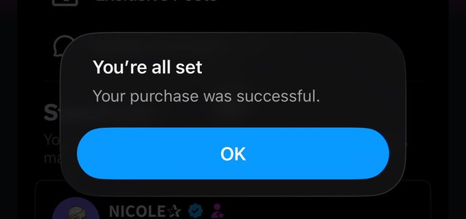 A mobile app confirmation screen displays the message 'You're all set - Your purchase was successful.' with a blue 'OK' button.