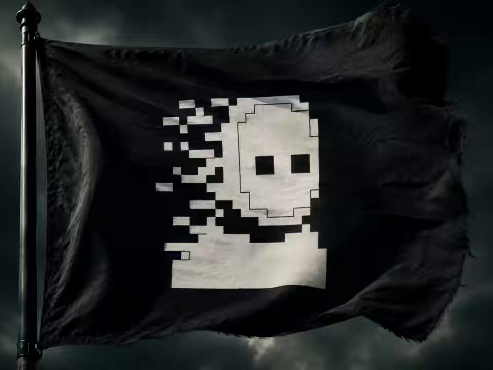 The image features a black flag with white text that reads "zkSNARKs are the flag for those who refuse to be readable, who believe privacy is a right, not a privilege. Who know their money, their lives, their business are nobody's but their own. A zkSNARK is an encrypted identity". The flag appears to be waving in the wind and has a tear on it, which adds to its overall appearance.