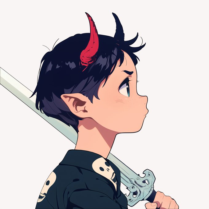 An anime-style illustration of a young boy with red devil horns and a sword, wearing a jacket adorned with skulls. This image visually represents the "@hoomansonbase" being a "bangor" (someone who is "bangin'").