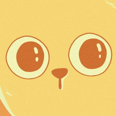 A close-up illustration of a wide-eyed cartoon cat face with bright orange eyes and a small pink nose on a warm orange background, playfully matching the "$CETS" memecoin announcement of its new listing on allcats.fun by evoking a feline character fitting the cat-themed token.