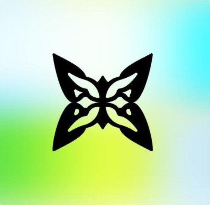 A black butterfly silhouette is displayed against a soft gradient background blending green, blue, and pink hues. The image ties to the post about @quipnetwork by visually representing transformation and emerging technology—mirroring the project's mission to decentralize and open up quantum compute access.