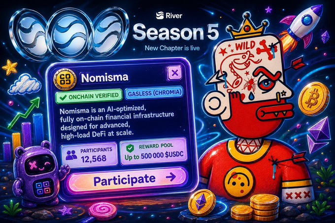 The image features a vibrant digital carnival with various elements, including a cartoon character wearing a red outfit and holding a sword, surrounded by coins and other objects. The caption of the image reads "Whoa, stepping into @ApeChainHUB? It's like diving headfirst into a vibrant digital carnival. Seriously, how can you resist that kind of energy? The 3look campaign? Total game-changer. Those verified holders? They're not just sitting pretty; they're getting a 2x leaderboard".