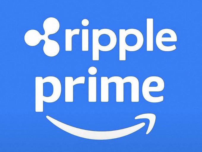 A blue graphic displays the white "ripple" logo and text, paired with the Amazon Prime smile arrow logo below it.