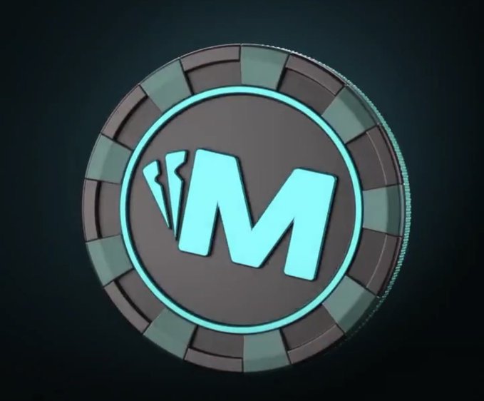A 3D-rendered coin or token featuring a stylized cyan letter 'W' in the center, surrounded by a dark gray segmented ring against a dark background.