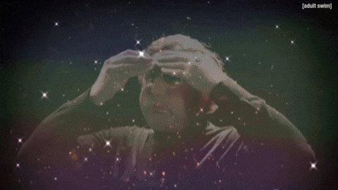 The image features a person wearing a black shirt, holding their head up with both hands while looking at the camera. The background of the image is filled with stars, creating an otherworldly atmosphere. The caption provided seems unrelated to the image or its content.