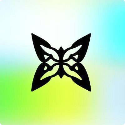 The image features a black butterfly graphic with white wings against a green background. The butterfly appears to be drawn or printed onto a piece of paper, giving it a three-dimensional effect. The butterfly's design is simple yet striking, making it an eye-catching element in the composition.