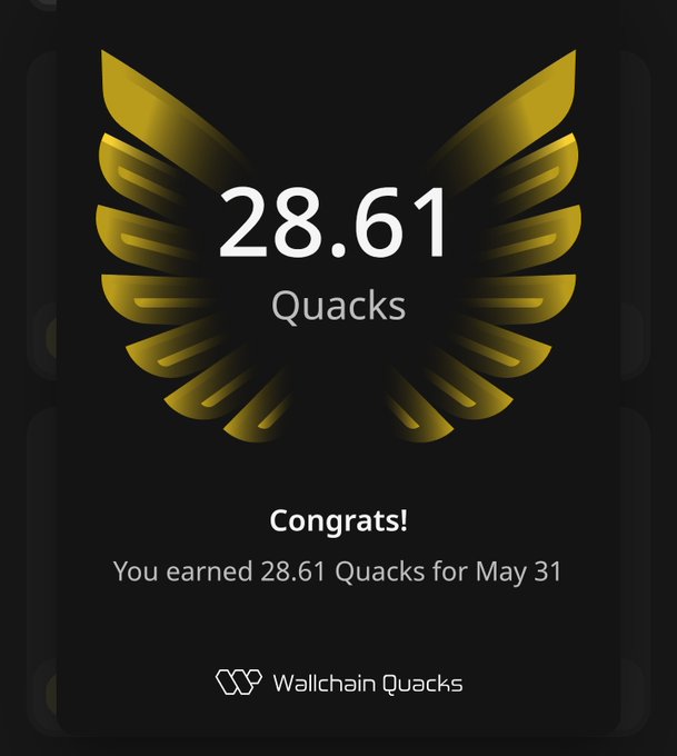 "I have successfully added 28.61 Quacks to my bag"
