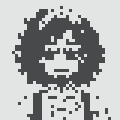A small pixel art character with dark hair and a face mask.