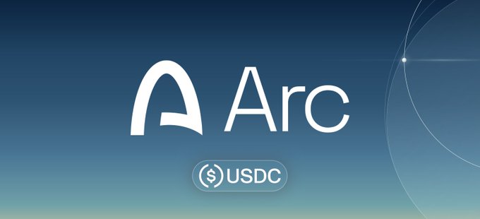 The image shows the Arc logo alongside a USDC badge against a blue gradient background. The caption relates to the post by highlighting Arc's mainnet—the blockchain network being questioned—with USDC (a key stablecoin in Arc's ecosystem) prominently featured, symbolizing the crypto project's current state amid declining community interest.