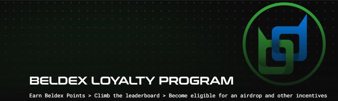 A promotional banner for the "BELDEX LOYALTY PROGRAM" featuring the Beldex logo, with text stating "Earn Beldex Points > Climb the leaderboard > Become eligible for an airdrop and other incentives," aligning with the post's discussion of Beldex's organizational growth and upcoming financial moves under their new Chief Strategy Officer.