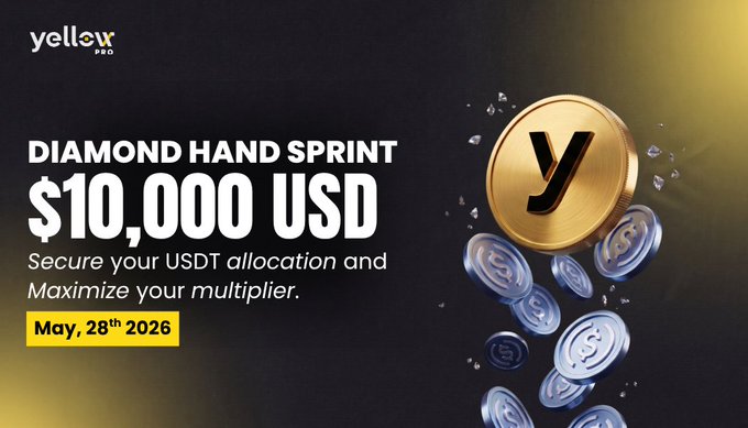 The image shows a closeup of some coins, specifically diamonds on a black background with white text. The scene appears to be related to an event taking place soon, possibly for the Diamond Hand Sprint promotion, which is scheduled for May 28, 2026. The text in the image includes several terms such as "Less than xt 2h until the diamond hands sprint goes live" and "Diamond hand sprint", which indicate that the event is set to occur within a short period of time and will feature an interesting topic, likely involving diamond coins.