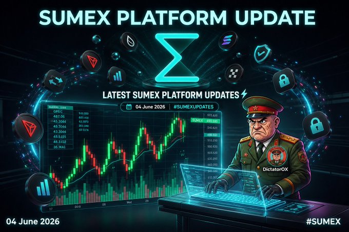 The image shows an artist rendering of a military officer wearing a red hat standing at his desk, working on his laptop computer which appears to be displaying financial information about the stock market. The background features a graph with symbols related to the stock market, indicating that Sumex Platform Update is in progress and discussing updates for a better trade environment.