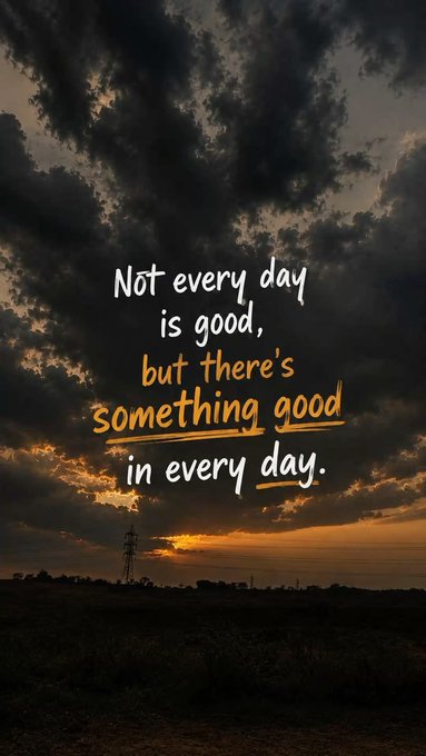 A dramatic sunset sky with dark clouds and warm orange hues features the inspirational quote "Not every day is good, but there's something good in every day." The image pairs with a cheerful Sunday message encouraging engagement with BeldexCoin, using the optimistic quote to set a positive tone for promoting the cryptocurrency on a relaxing weekend day.