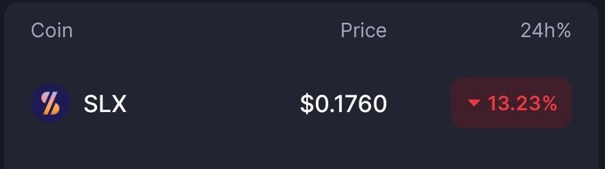 The image shows an advertisement for Slx cryptocurrency with a price of $1,170. The text indicates that there are 13.2% drops in value. The image also includes a link to the Slx coin page, which might be related to the current market situation or a promotional offer.