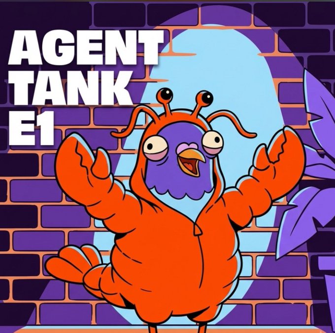 An illustrated cover or promotional image features a purple and red bird-like alien character in an orange spacesuit, with the text 'AGENT TANK E1' against a purple brick background.