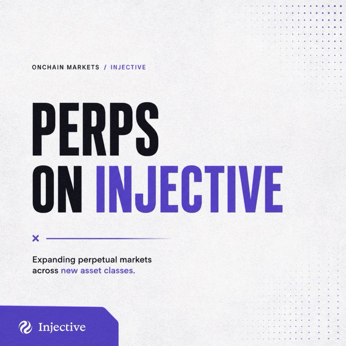 A clean, text-based graphic announcing 'PERPS ON INJECTIVE' from the 'ONCHAIN MARKETS' section.