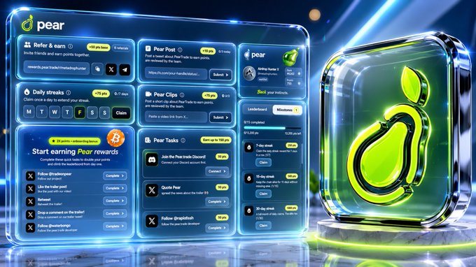 The image features a computer monitor displaying information about an Airdrop program for Pear rewards. The screen showcases the steps involved in availing of this program, such as logging into Pear's website or joining an existing user group, and providing specific details like airdrop start date and duration to be entered. The post emphasizes earning pear rewards through early registration, with a focus on potential rewards like points farming and distributing them via Whitelists.