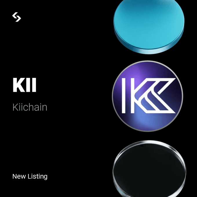 A promotional graphic for the new KII (Kiichain) listing, featuring three glossy 3D-rendered spheres in blue, purple, and black, alongside the purple Kiichain logo with its stylized "K" emblem. The accompanying text "We keep going — Soon on Bitget. More access. More markets. More KiiChain." indicates that this image teases the cryptocurrency KII joining the Bitget exchange platform.