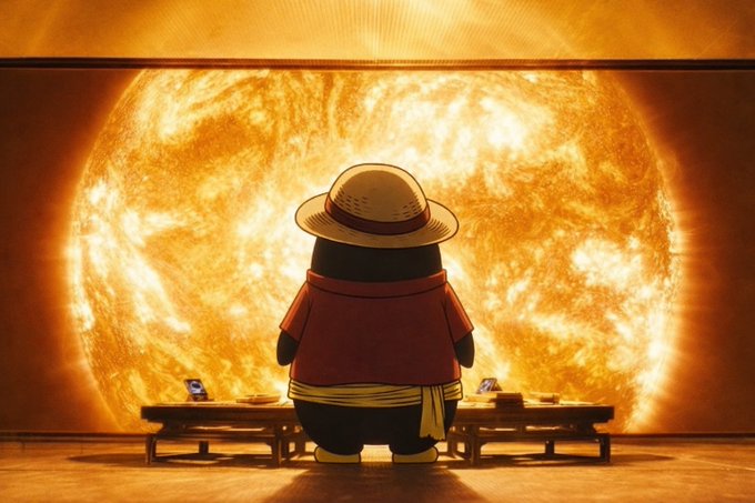 A cartoon character faces a giant, fiery sun, symbolizing the current volatile market sentiment for $BTC. The image fits the post's narrative of waiting for a sign amidst market uncertainty and price fluctuations, where the character's quiet contemplation mirrors the market's apparent pause.