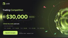 A promotional banner for a 'Trading Competition' with a $30,000 prize pool on the pxs.trade platform.