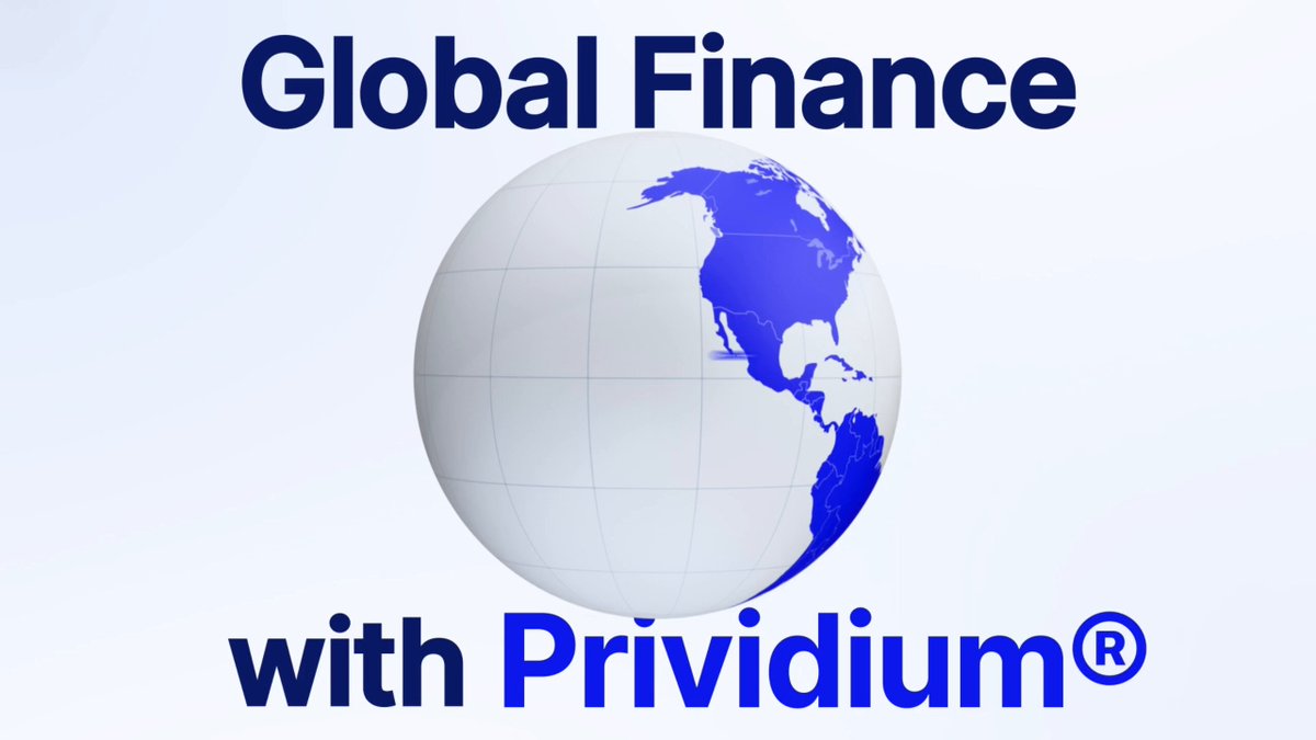 "Global Finance" is written above a blue globe, which has the continents of North America and Europe labeled with white text. The word "prividium" appears below the globe, and the phrase "The Prividium Difference Moving global Finance onchain." is written above the globe.