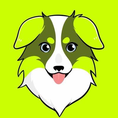 A cartoon illustration of a smiling green and white dog's face with its tongue out, set against a bright green background—visually representing the $ROBDOG token featured in the post about its 340% rally on the Robinhood Chain.