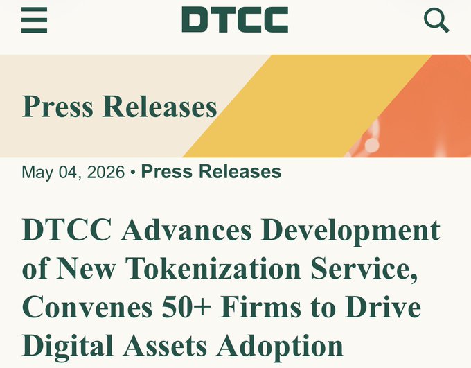 The image focuses on a press release from the institutionDTCC. It states that there will be press releases for a new tokenization service, which has been formally launched. The announcement covers details such as the 50+-firms and assets being offered in the tokenized security offering. These firms are expected to drive digital asset adoption into the mainstream. The focus of this image is on the release information provided by the institutionDTCC for a new tokenization service, which seems to be gaining attention from various financial institutions.