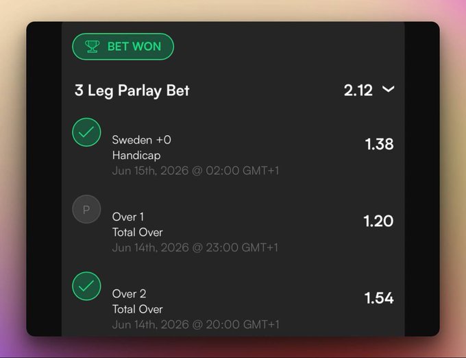 The image shows a phone screen displaying information about threelegged leg parlay bets. It has several tables and columns filled with data, including the names of different countries and their corresponding odds for each option. The betting options are labeled using green checkmarks. Some tables even show the total amount won or lost over time, showing the progress in the spreadsheets.