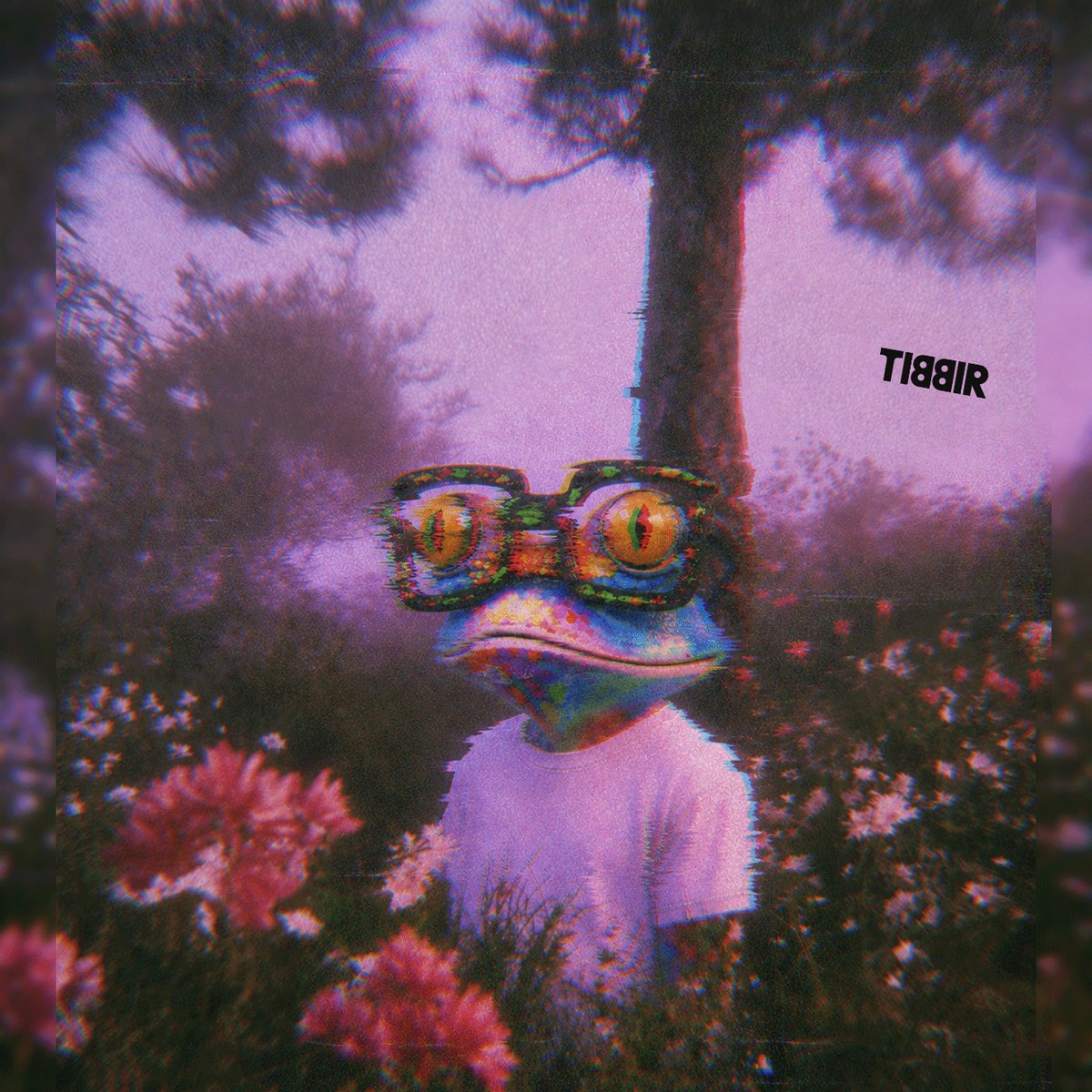 The image features a frog with glasses, surrounded by flowers and trees. The frog has a white shirt and is wearing glasses that have yellow eyes. The background includes a purple sky and green foliage. The caption of the image reads "░ Day 183 of posting new stuff until $tibbir is out of stealth." This suggests that the post was created on the 183rd day of a month, which seems to be the case in this case.

The frog's glasses are an interesting detail and add a whimsical touch to the image. The purple sky and green foliage provide a contrasting backdrop for the frog and its glasses, making it stand out even more. Overall, the image is visually appealing and captures the viewer's attention with its unique subject matter.