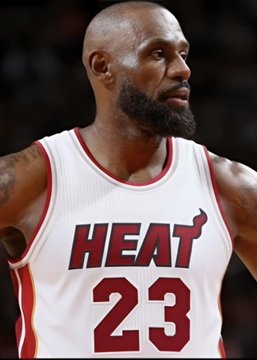 LeBron James, wearing a Miami Heat jersey with the number 23, looks on during a game. The image relates to breaking news about the rising odds of LeBron returning to the Miami Heat, which now lead at 46%.