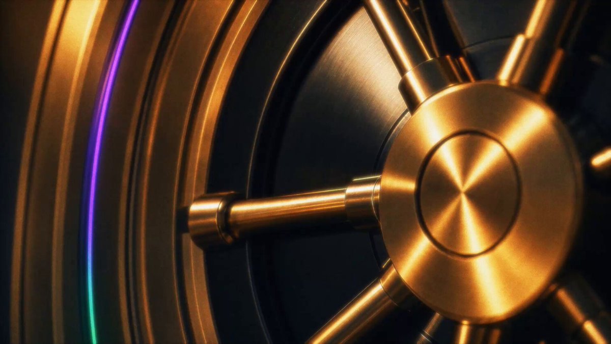 The image shows a close-up view of a gold wheel, possibly from an old-fashioned carousel or a casino game like roulette. The wheel has a shiny gold finish that reflects light beautifully. In the background, there are purple and green lights, which could be part of a digital asset related to PAX Gold. The caption reads "PAXG is now live on @Solana via Sunrise. PAX Gold is a digital asset where 1 token represents exactly 1 fine troy ounce of physical London Gold Delivery gold bar." This suggests that the image might be associated with a digital currency or an online platform for purchasing and trading PAX Gold coins, which are represented by tokens.