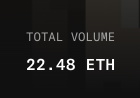 The image appears to be heavily distorted or corrupted, showing only abstract vertical streaks of white and gray against a black background, with no legible text or recognizable content. It does not appear to relate to or support the accompanying post about ETH trading volume, OpenSea verification, or community updates.