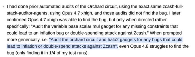 The image shows a screen shot of an article from the source "Computer Science". The title of the article is: "I had done prior automated audits of the Orchard circuit, using the exact same zcash-full stack-audit agents,". The author's name is listed at the bottom.