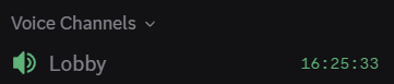 A Discord "Voice Channels" section showing a single "Lobby" channel with a timer at 16:25:33, illustrating a marathon VC session that aligns with the post's call for grinding on voice chat for over 16 hours straight.