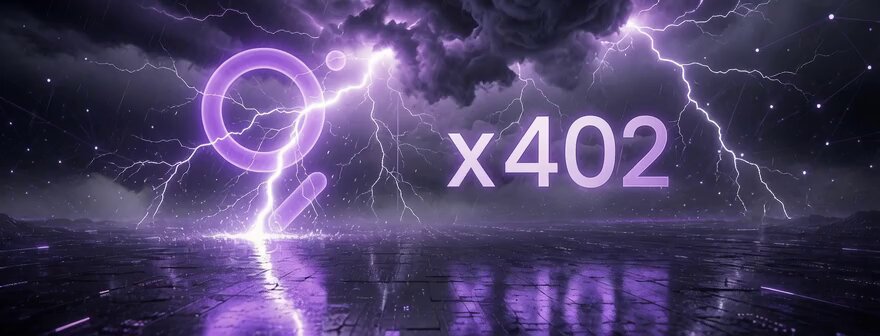 The image showcases a breathtaking scene of a dark purple sky filled with bolts of lightning, illuminating the entire background. The sky seems to be on fire as if it's reaching its boiling point due to the electric energy. In this captivating backdrop, there is an X402 data storm brewing at the center of the image, ready to unleash its power when conditions are right. This storm takes up a significant portion of the picture and looms over everything else in its reach. The sky appears to be calm in certain areas but is filled with energy, giving the scene an intense and captivating atmosphere that could inspire viewers to seek out more information about this fascinating natural phenomenon.