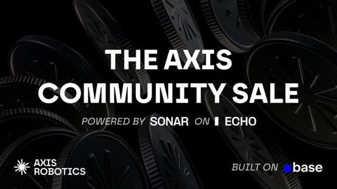 A promotional banner reading 'THE AXIS COMMUNITY SALE' powered by Sonar on Echo, by Axis Robotics and built on Base.