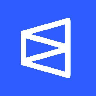 A blue square logo featuring a stylized white letter 'M' with angular, geometric design elements.