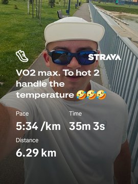 The image shows a man wearing sunglasses, a white hat, and a t-shirt while taking a picture of himself with his phone. The caption for the photo reads "#STEPN made me run Activation code: 5734/36m 3s". This means that the man has been running for approximately 5734 meters or 3 kilometers at a pace of 36 minutes per mile.