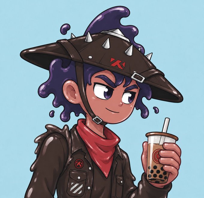 The image features a cartoon character wearing a hat, holding a drink with a straw, and standing against a blue background. The caption below the image reads "Thanks for 1/1 NFT @Fluids_nft Additionally, I've brought you 20 GTDs. I'M dropping the participation requirements below @KontonNFT @ZaxWeb3 @Fluids_nft".