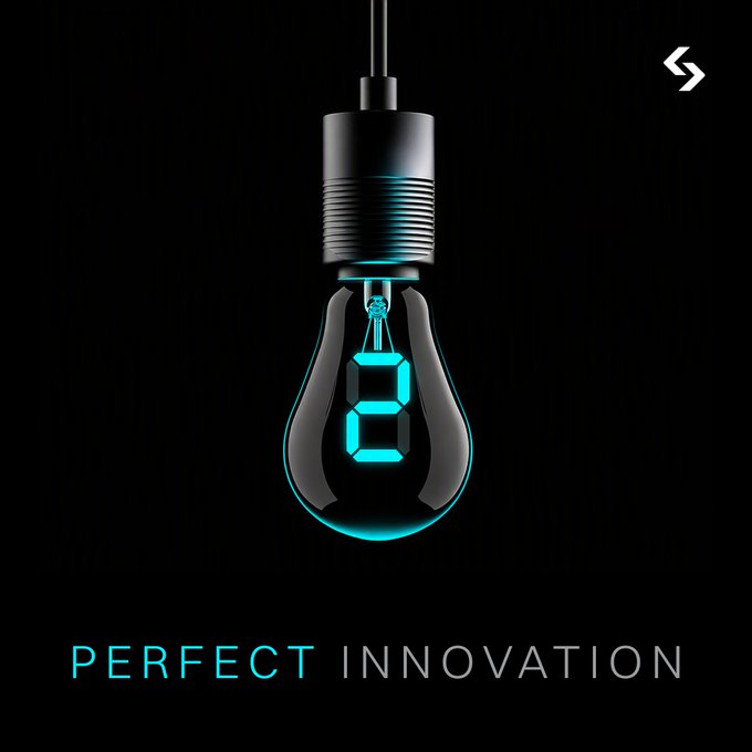 A black promotional image with a glowing lightbulb displaying a digital 'B' and the tagline 'PERFECT INNOVATION' beneath it.