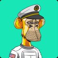 The image features a Bored Ape Yacht Club NFT character—a yellow ape wearing a white naval officer's hat and striped shirt—symbolizing lifelong commitment and identity, which aligns with the post's "Ape for Life" caption referencing the BAYC community's dedication to the collection.